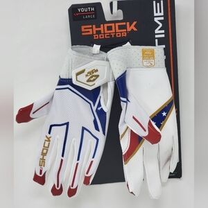 Shock Doctor SHOWTIME Receiver Gloves Stars & Stripes Red/White/Blue Youth Sz L